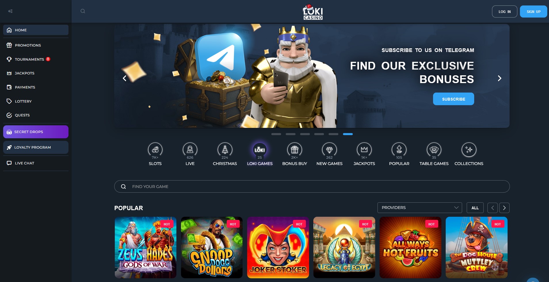 Loki Casino Homepage